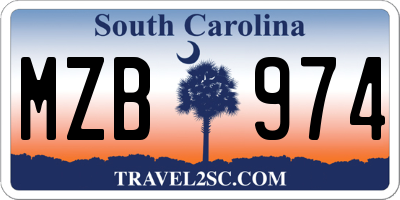 SC license plate MZB974