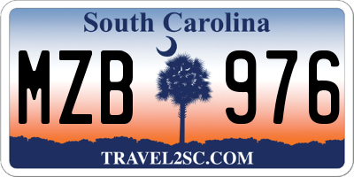 SC license plate MZB976