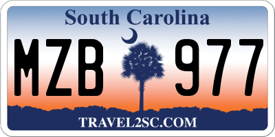 SC license plate MZB977