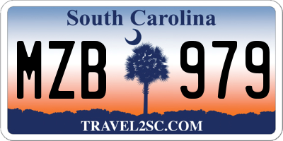 SC license plate MZB979