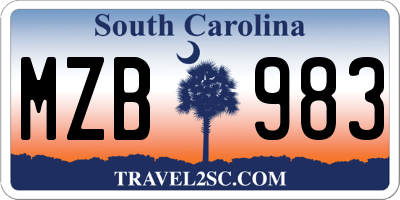 SC license plate MZB983
