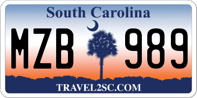SC license plate MZB989