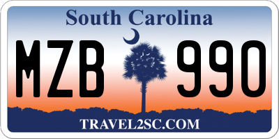 SC license plate MZB990