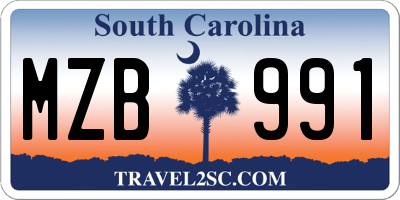 SC license plate MZB991