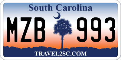 SC license plate MZB993