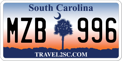 SC license plate MZB996