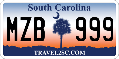 SC license plate MZB999
