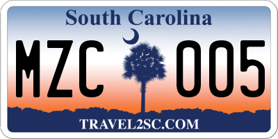 SC license plate MZC005