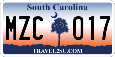 SC license plate MZC017