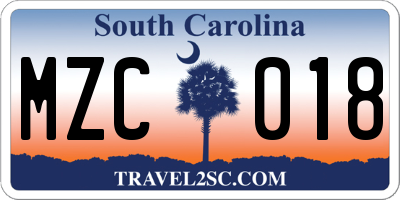 SC license plate MZC018