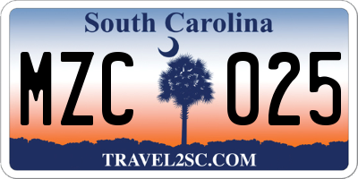 SC license plate MZC025