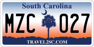 SC license plate MZC027