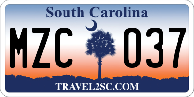 SC license plate MZC037