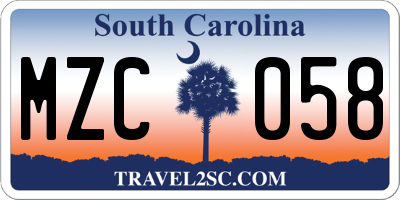 SC license plate MZC058