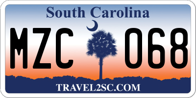 SC license plate MZC068