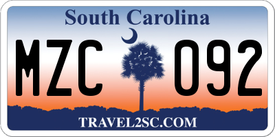 SC license plate MZC092