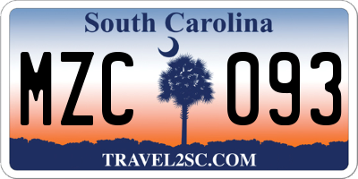 SC license plate MZC093