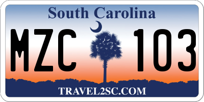 SC license plate MZC103