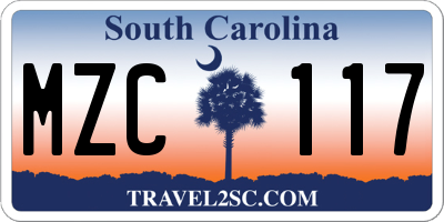 SC license plate MZC117