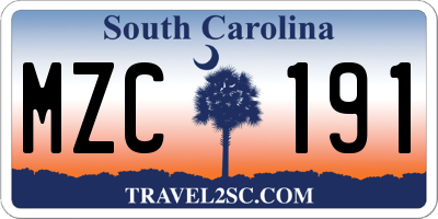 SC license plate MZC191