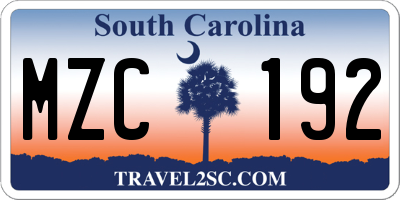 SC license plate MZC192