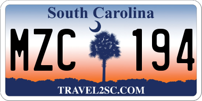 SC license plate MZC194