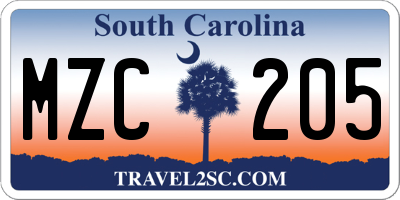SC license plate MZC205