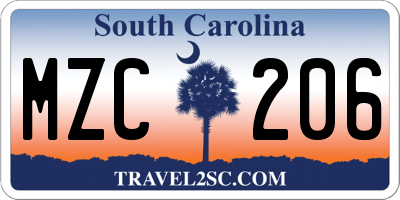 SC license plate MZC206