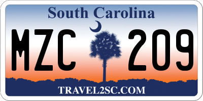 SC license plate MZC209