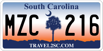 SC license plate MZC216