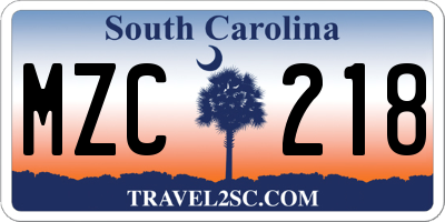 SC license plate MZC218