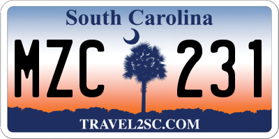 SC license plate MZC231