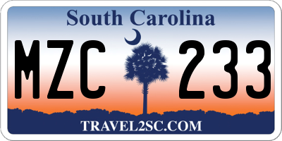 SC license plate MZC233