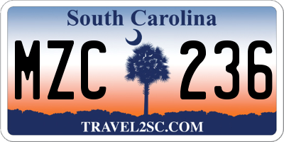 SC license plate MZC236