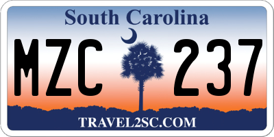 SC license plate MZC237