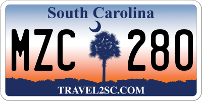 SC license plate MZC280