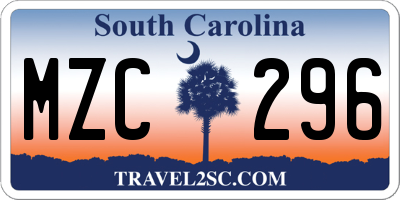 SC license plate MZC296