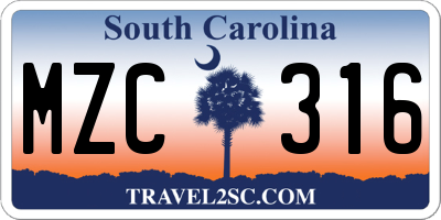 SC license plate MZC316
