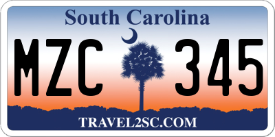 SC license plate MZC345