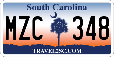 SC license plate MZC348