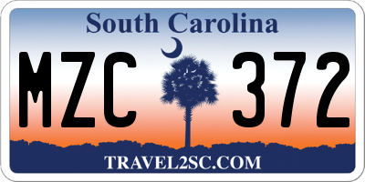 SC license plate MZC372