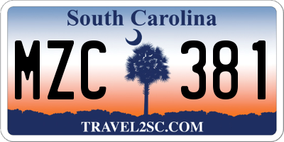 SC license plate MZC381