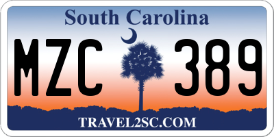 SC license plate MZC389