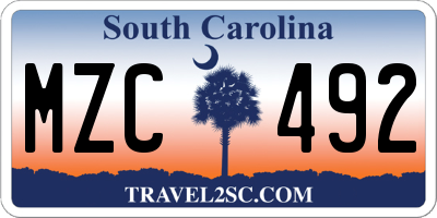 SC license plate MZC492