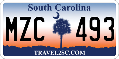 SC license plate MZC493