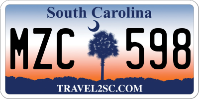 SC license plate MZC598
