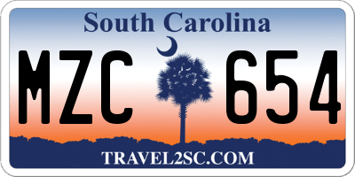 SC license plate MZC654