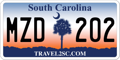 SC license plate MZD202