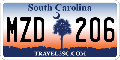 SC license plate MZD206