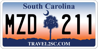 SC license plate MZD211